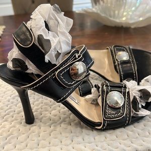 Luciano Padovan Black leather Signature 3.5” Heels, 8 1/2